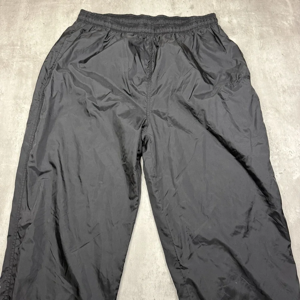 Adidas Vintage 90s Black Nylon Windbreaker Track Pants Men XL Joggers Zipper Leg